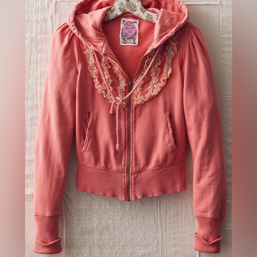 Free People Vintage The Originals Hooded Sweatshirt With Lace